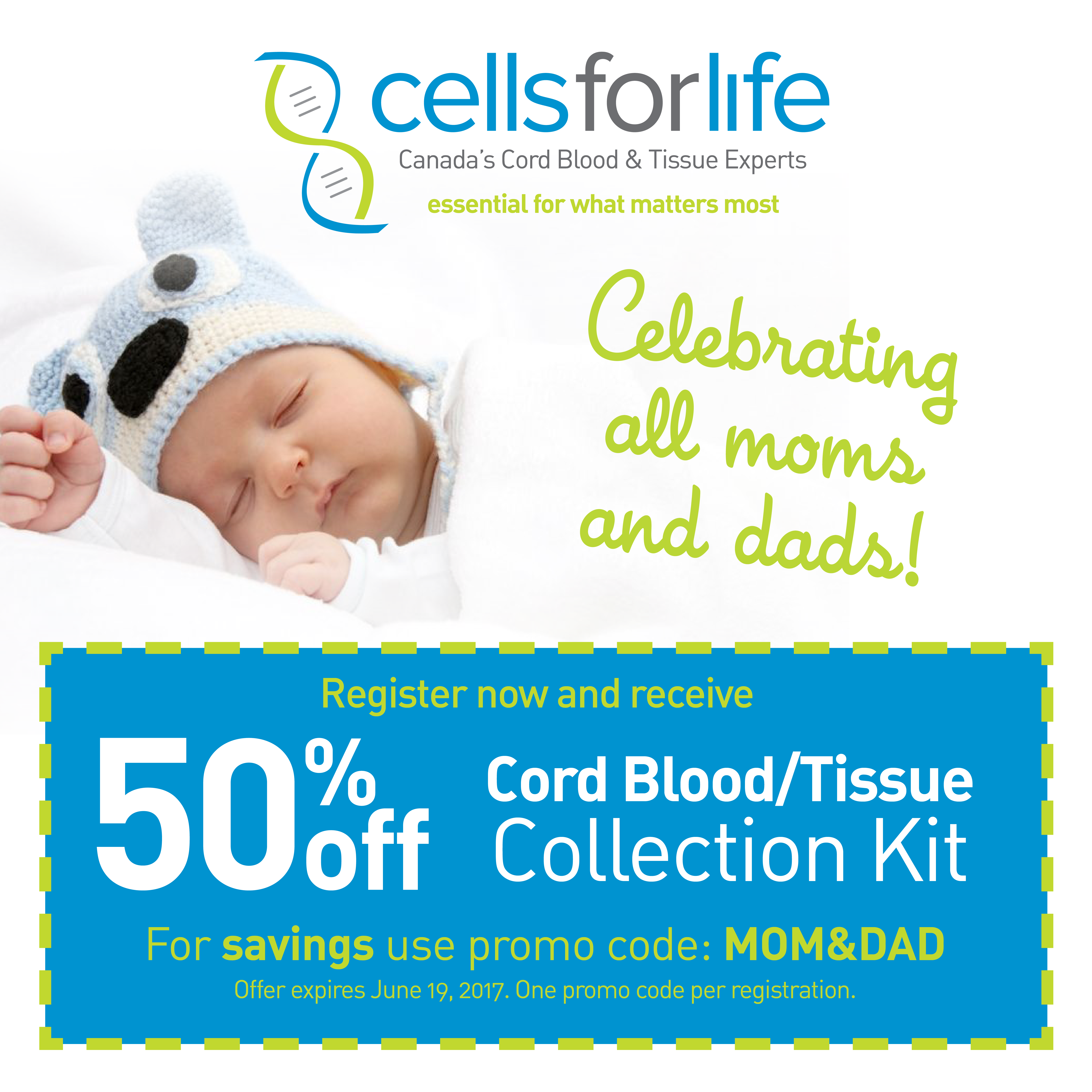 Spring Promotion! Celebrating Moms and Dads With Savings on Cord Blood and Cord Tissue Collection Kits